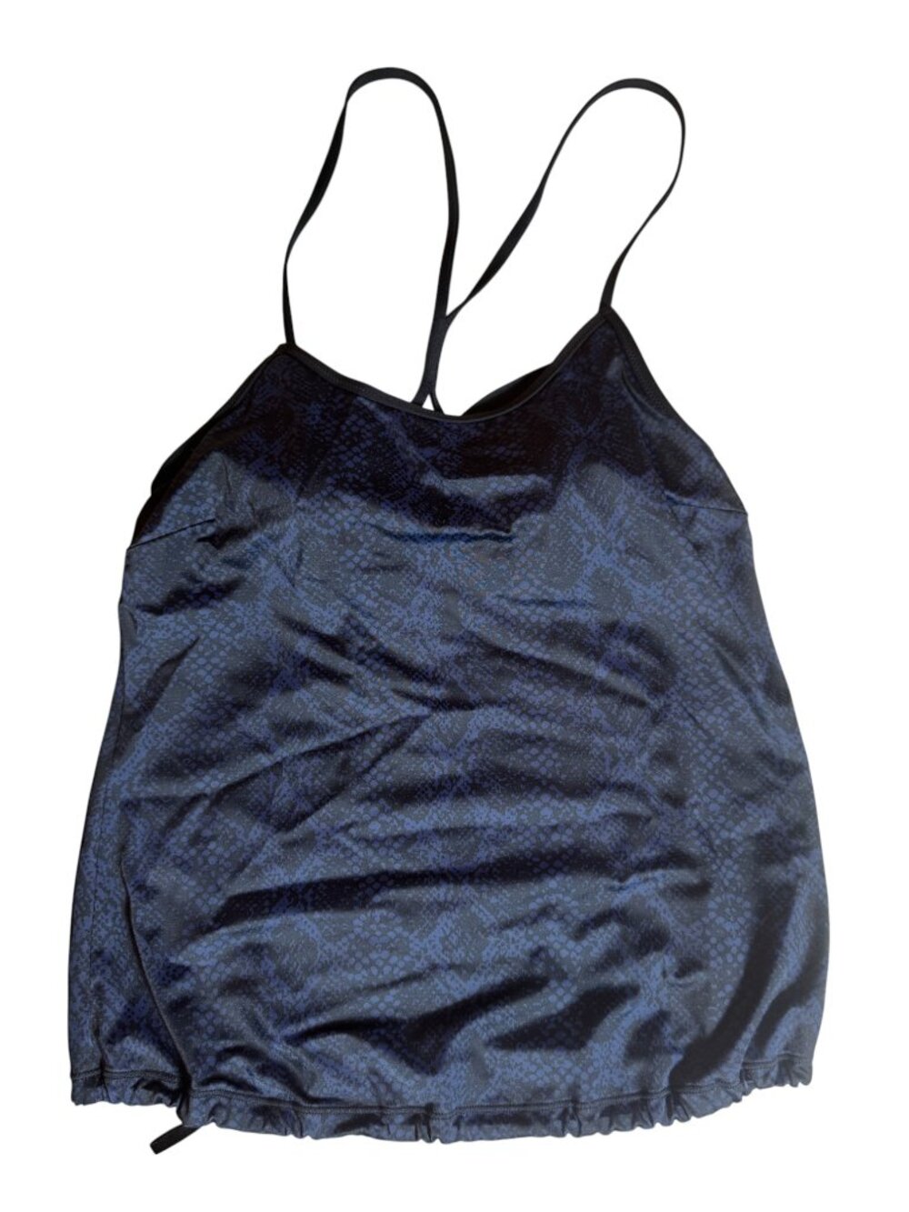 Athleta Snakeskin Bra Cup Blousy Tankini Top Blue Snakeskin Size 34D/DD